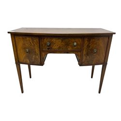 Georgian design mahogany bow-fronted sideboard, banded top over single drawer and two cupboards, on square tapering supports 