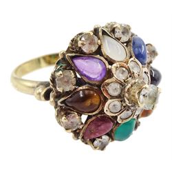 Gold stone set cluster ring