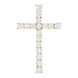 18ct gold diamond cross pendant, stamped