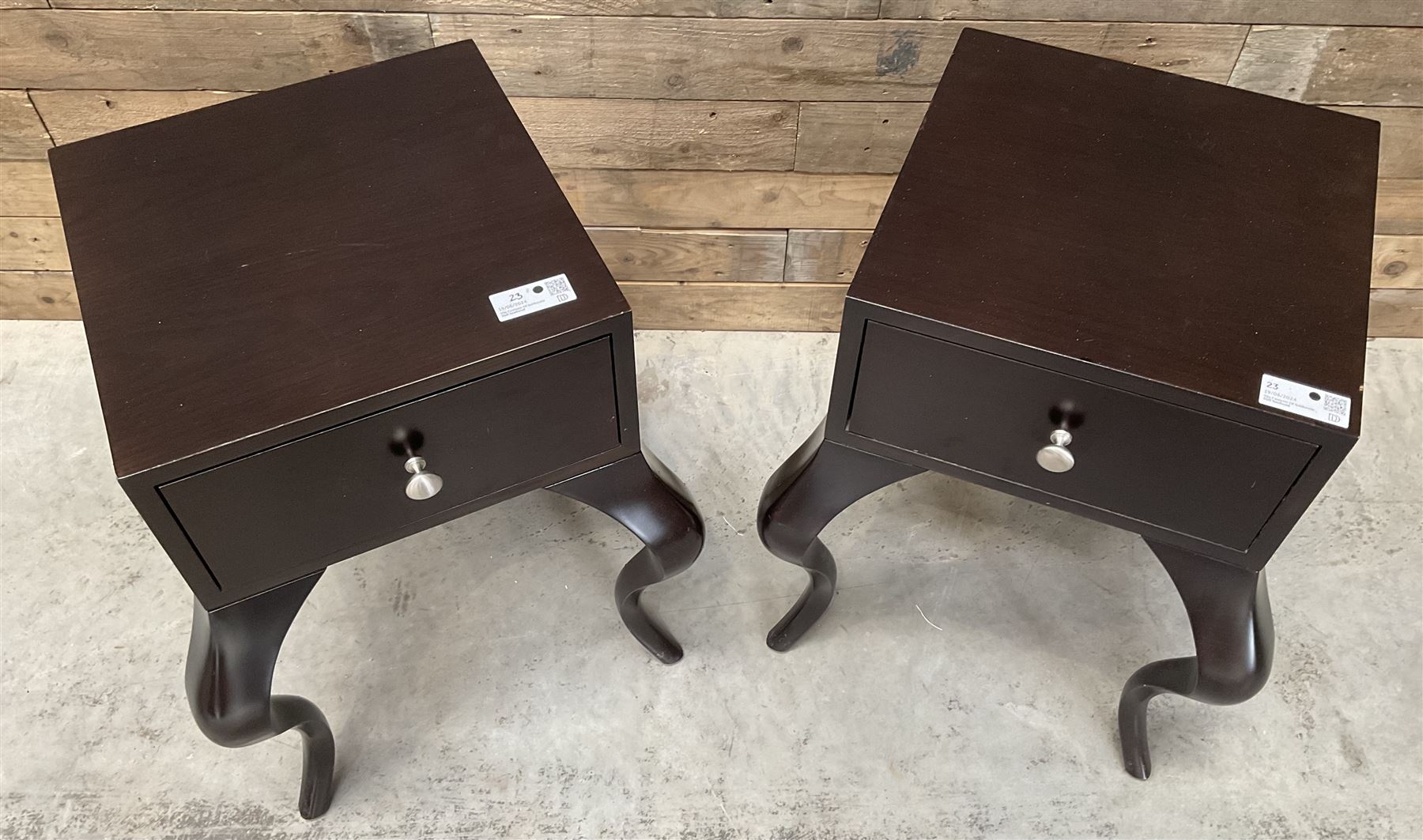 Pair of rosewood finish bedside chests