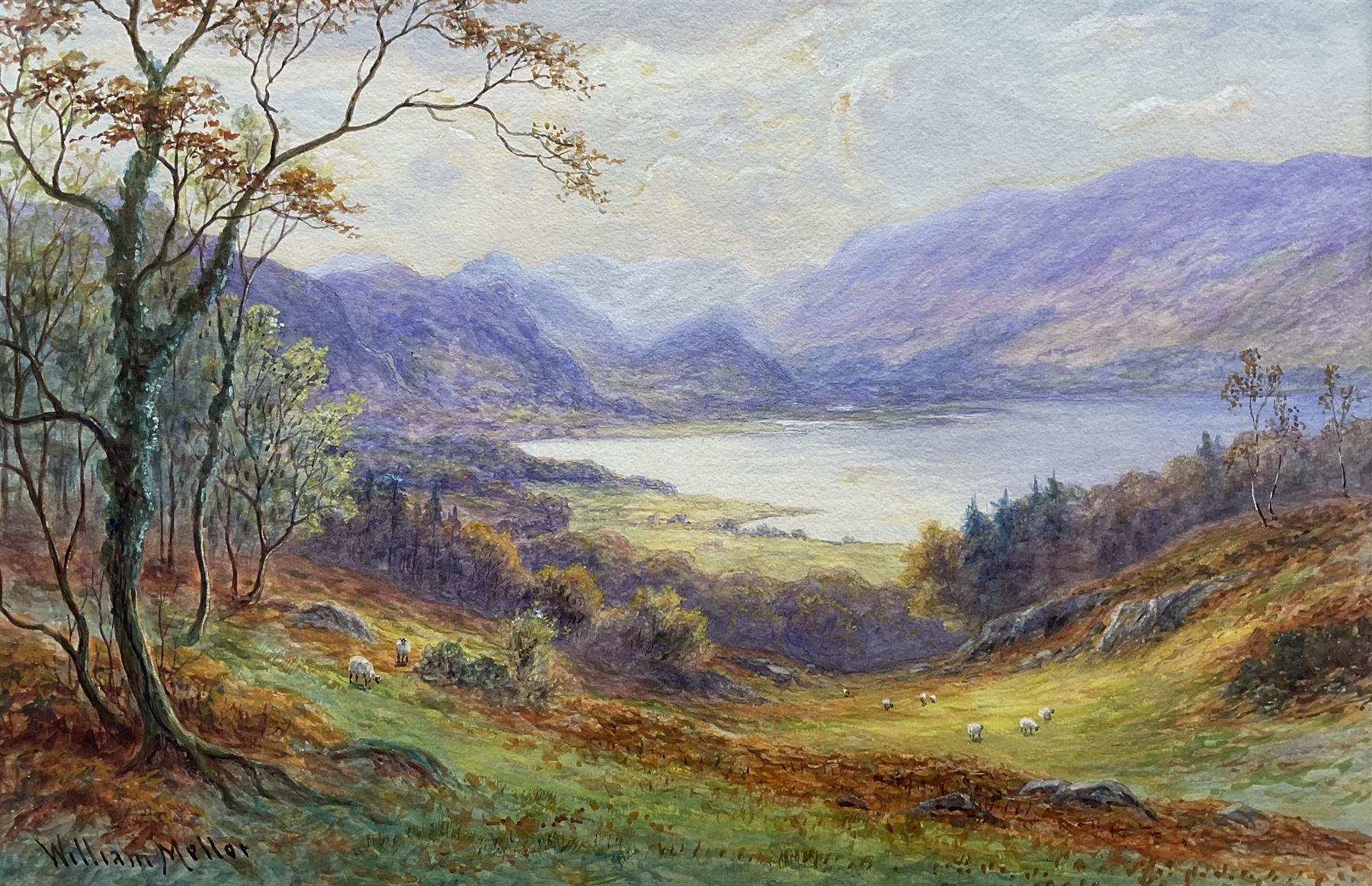 William Mellor (British 1851-1931): 'Derwentwater from the Hills looking towards Borrowdale', watercolour signed, titled verso 30cm x 45cm 