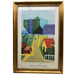 After David Hockney (British 1937-): 'Hancock Street, West Hollywood', framed print 89cm x 58cm 