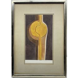 Gerald Stamper (British 20th Century): Yellow Core, collaged watercolour signed, dated 1973 verso 34cm x 20cm 