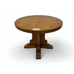 Yorkshire Oak - oak occasional table, circular top on cruciform base and sledge feet 