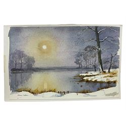 Norman Jackson: Snowy Landscape, watercolour signed 28cm x 44cm (unframed)