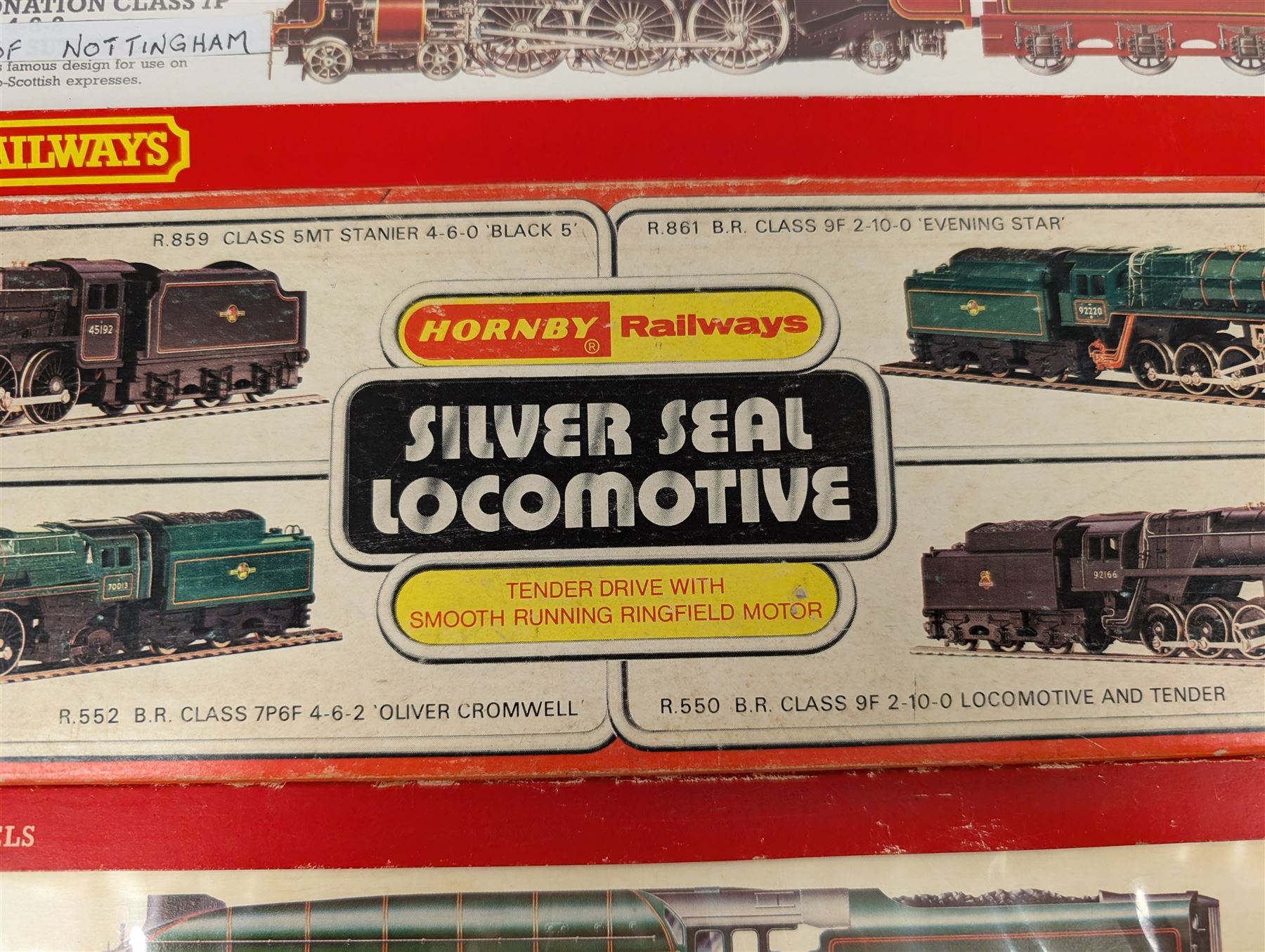 Four Hornby '00' gauge locomotives, comprising R859 BR Black Five Class 4-6-0 locomotive no. 45076, R262 BR Coronation Class 4-6-2 locomotive reworked as no. 46230 Duchess of Buccleuch, R066 Coronation Class 7P 4-6-2 reworked as BR City of Nottingham no. 46251 and R350 BR Class A4 4-6-2 locomotive reworked as Kingfisher no. 60024, all boxed 