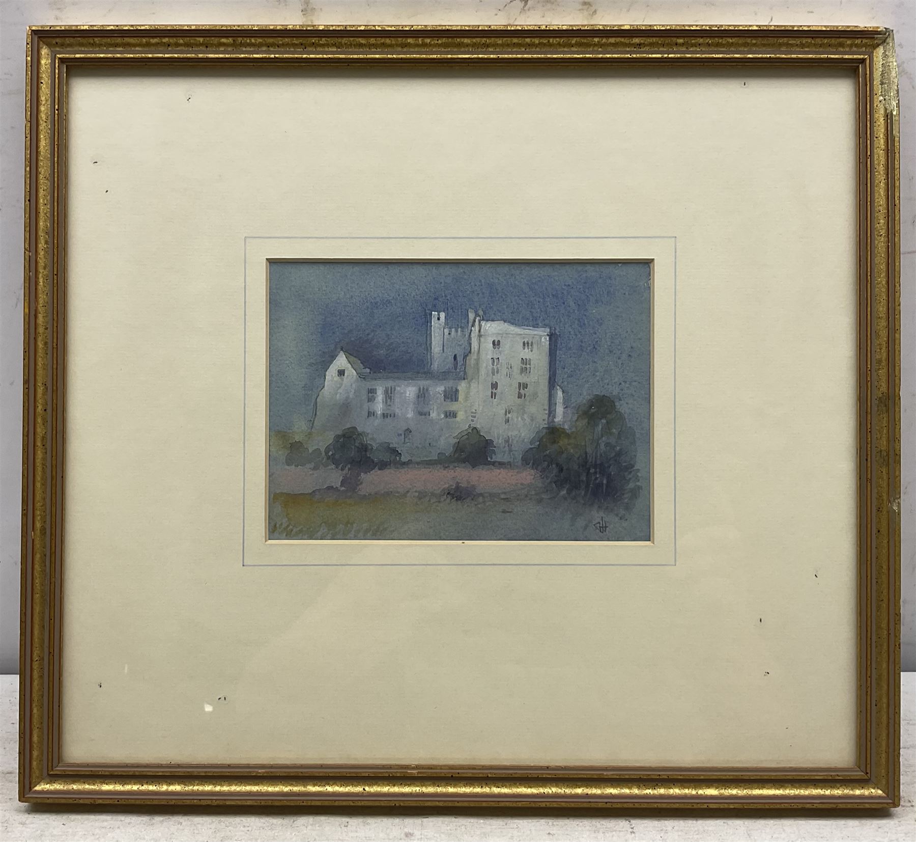 Peter Hicks (British 1937-): Helmsley Castle, watercolour signed with monogram 12cm x  17cm 