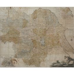 John Tuke (British 18th century): 'Map of the County of York', large engraved map with han...