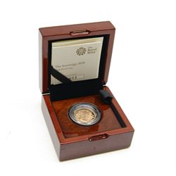 Queen Elizabeth II 2018 gold proof full sovereign coin, cased with certificate