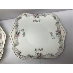 Shelley Bramble Rose pattern tea service, comprising milk jug, open sucrier, ten cups and twelve saucers, twelve dessert plates and two cake plates (38)