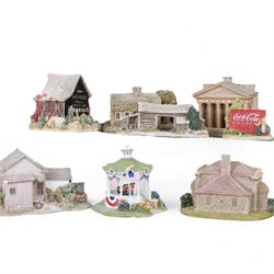 Nine Lilliput Lanes from the American Collection, including The Fourth of July, 19.9 Cents Per Gallon, Country Canvas etc, seven with deeds and original boxes, two with just original boxes 