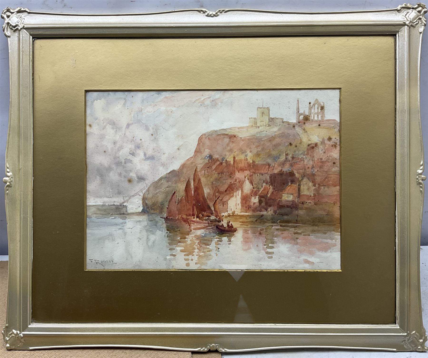 Frank Rousse (British fl.1897-1917): East Cliff and the Spa Ladder Whitby, watercolour signed 26cm x 36cm