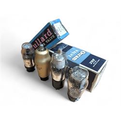 Large collection of thermionic valves/vacuum tubes, including Phillips, Osram and Mullard examples, mostly boxed 