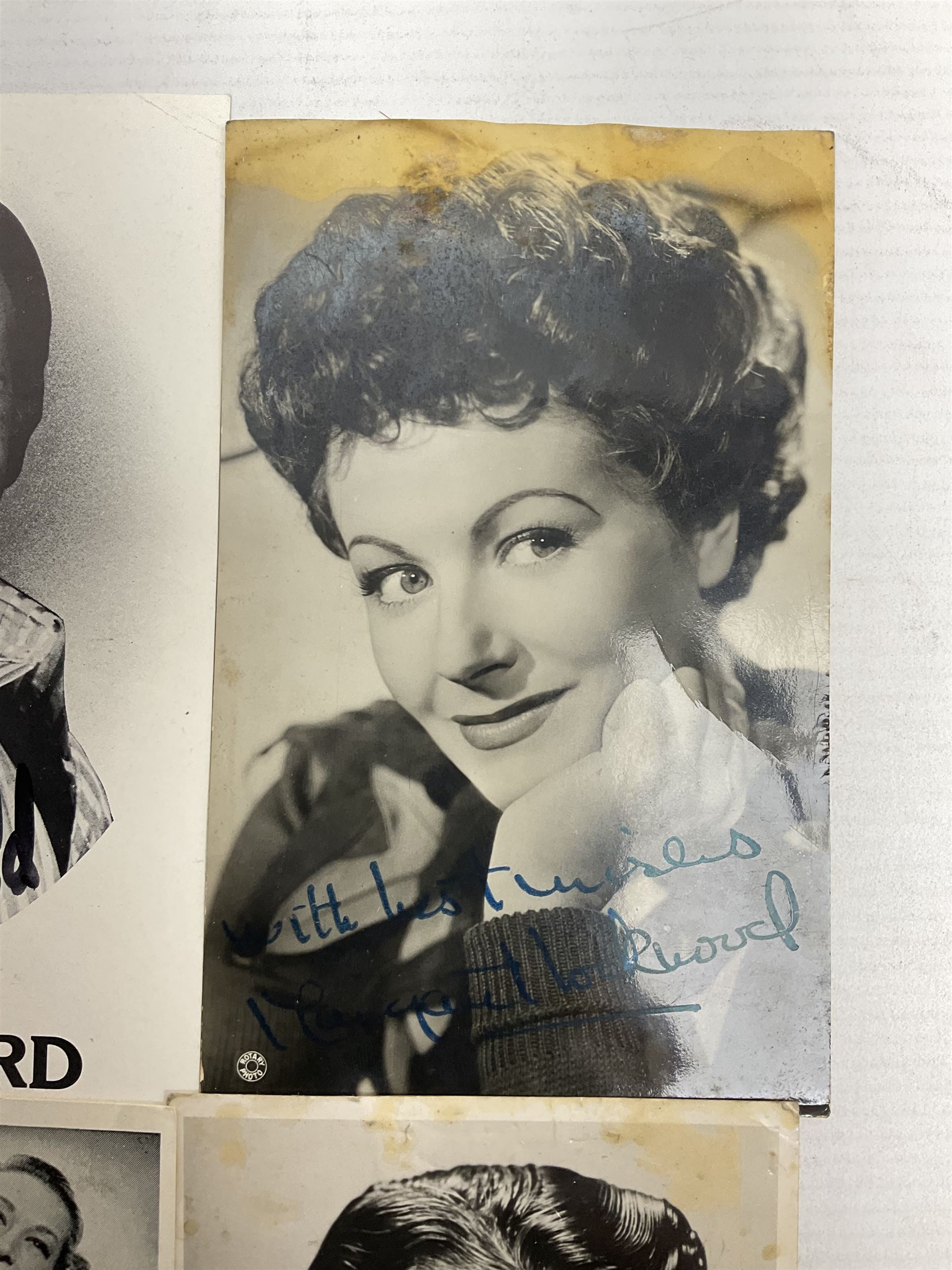 Belita, Margaret Lockwood, Emile Ford, three signed photographs, together with a spurious Ronald Reagan signature