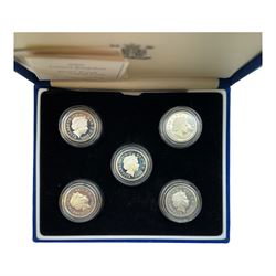 Twelve The Royal Mint United Kingdom silver proof one pound coins, dated 1985, 1987, two 1991, 1996, 1999 piedfort, 2001, two 2003, 2004, 2005 and 2006, all with certificates, cased as singles or sets 