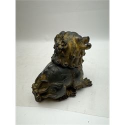 Incense burner modelled as a dog of foo, with hinged head, H15cm