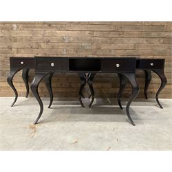 3 x rosewood console dressing tables, with two soft-close drawers