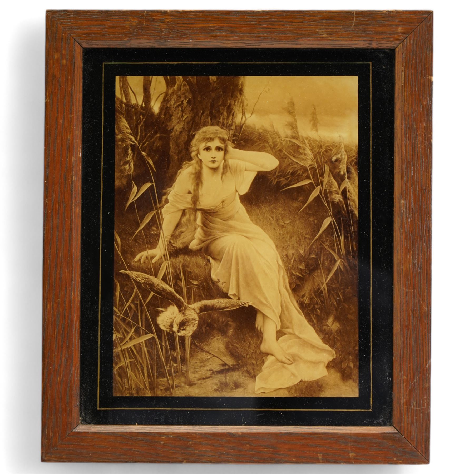 Pair of 20th century crystoleum pictures, Voices of Fairyland after Baron Cuno von Bodenhausen, and another similar, in oak frames, 35cm x 30cm overall (2)