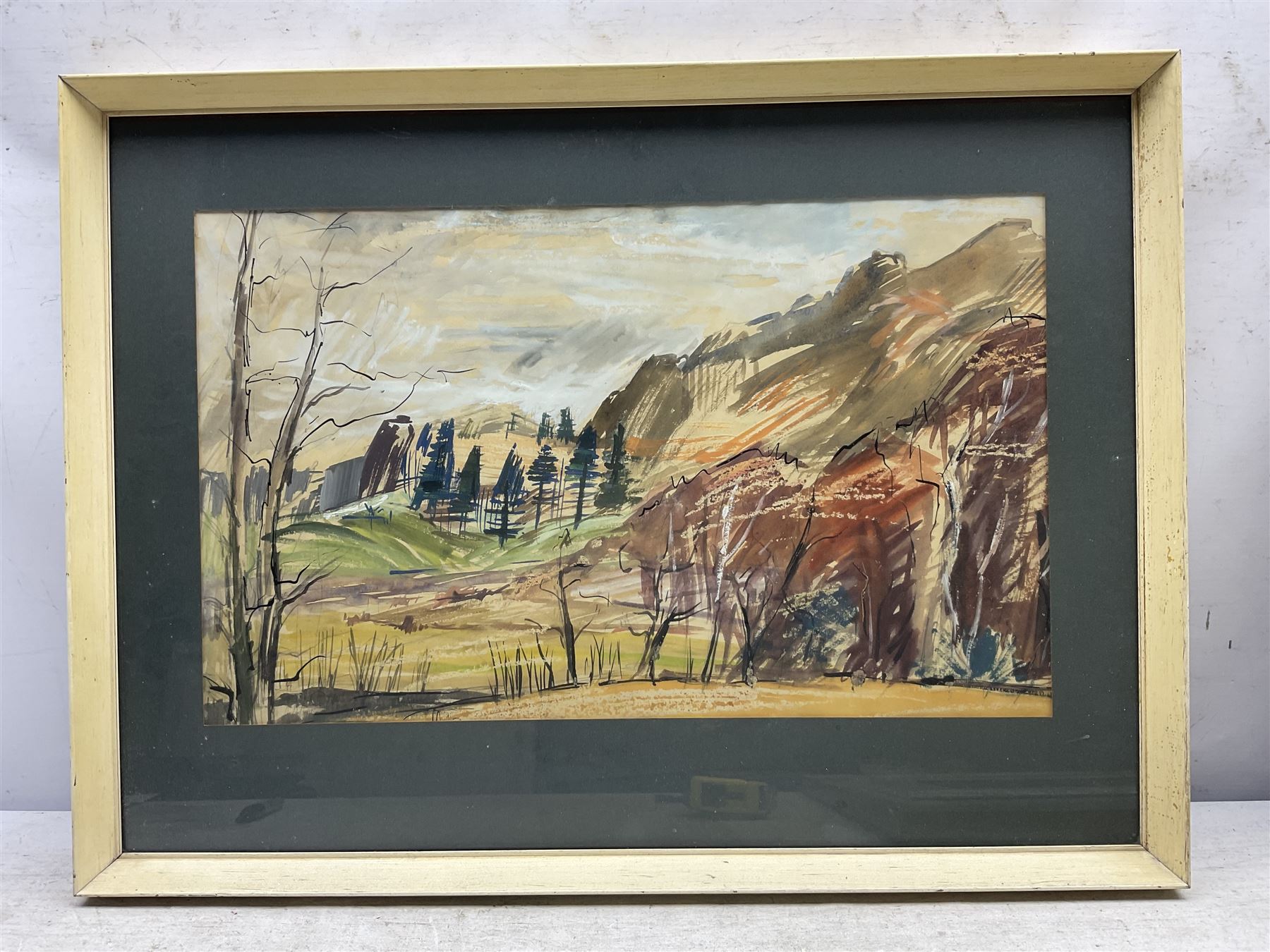 Marjorie Arnfield MBE (Northern British 1930-2001): 'March Landscape', mixed media unsigned, titled verso, together with two signed prints by the same artist 29cm x 47cm (3)