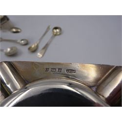 Group of silver, comprising ashtray, two napkin rings, sugar tongs and spoons, all hallmarked 