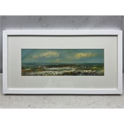 Peter Hodson (British Contemporary): Panoramic Norfolk Landscapes, three oils on board signed 12cm x 38cm (3)