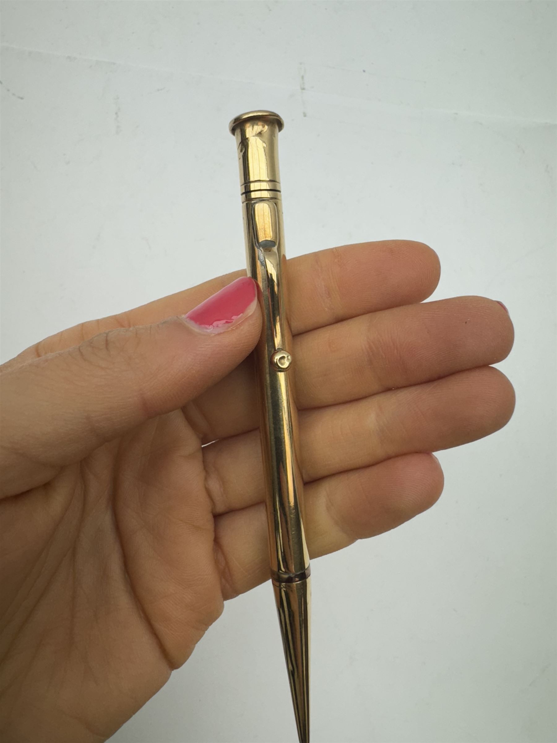 9ct gold 'The Mascot' propelling pencil, hallmarked