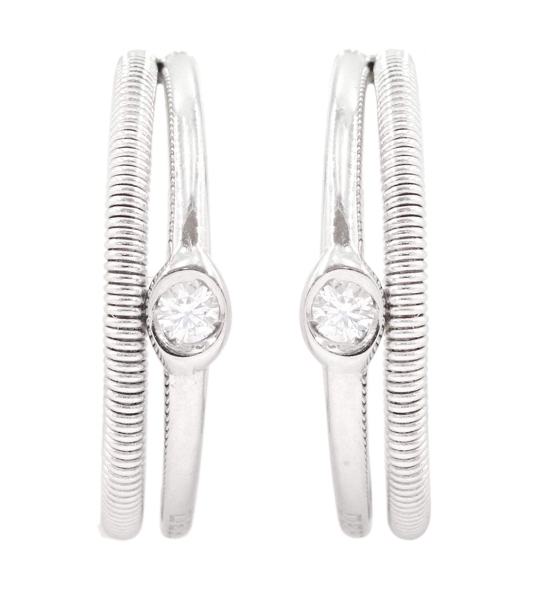 Marco Bicego pair of 18ct white gold diamond hoop stud earrings, hallmarked