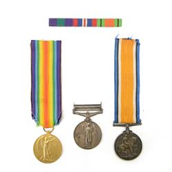  WWI medal duo, British War Medal and Victory Medal together with George VI General Servic...