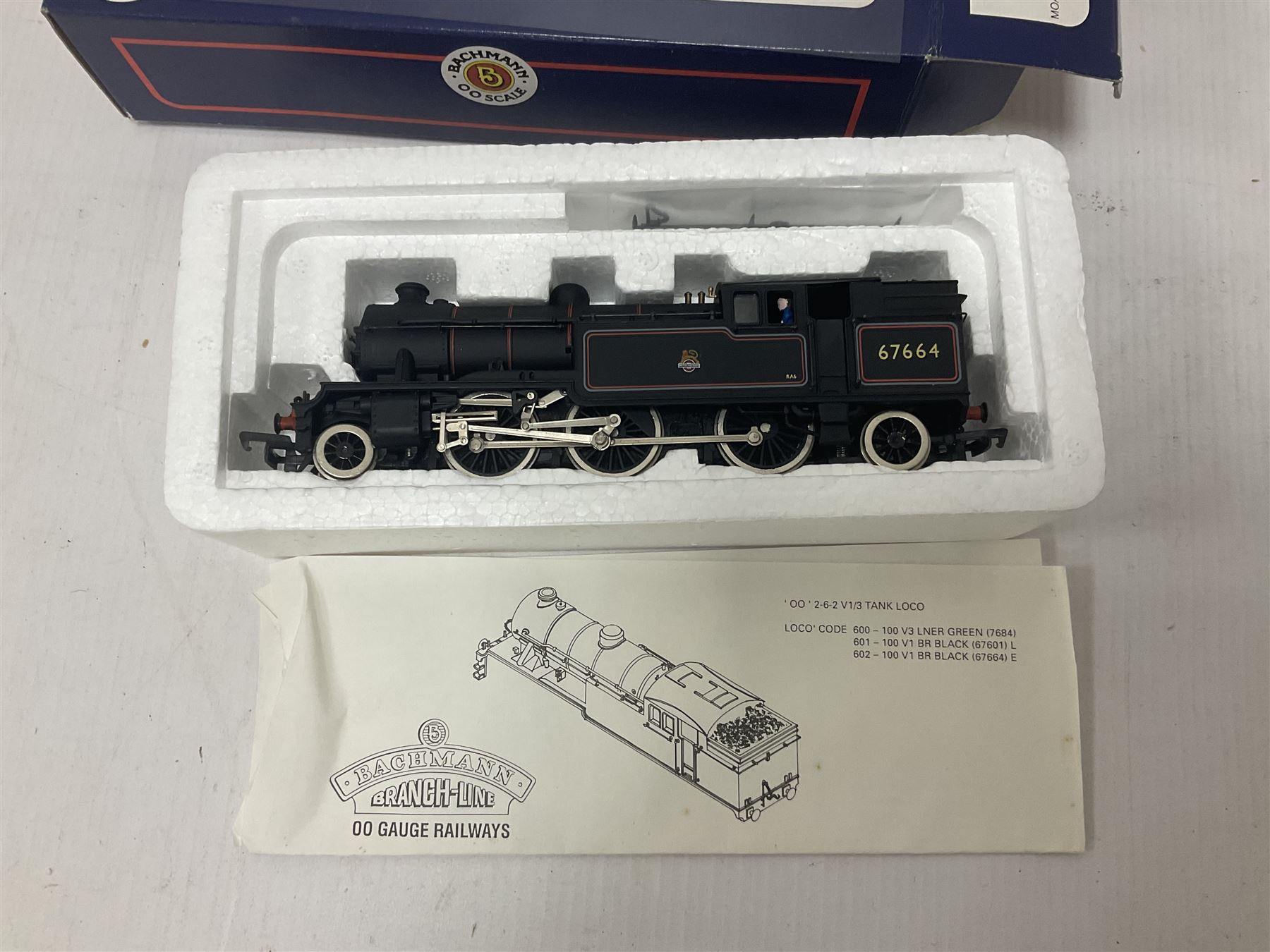 Bachmann ‘00’ gauge - 31502 J72 Class 0-6-0T locomotive no.68660 in BR black; 31056 J72 Class 0-6-0T locomotive no.68723 in BR green; 31454 Ivatt Class 2-6-2T locomotive no.41286 in BR black; 31602 Gresley V1/3 Class 2-6-2T locomotive no.67664 in BR black (4) 