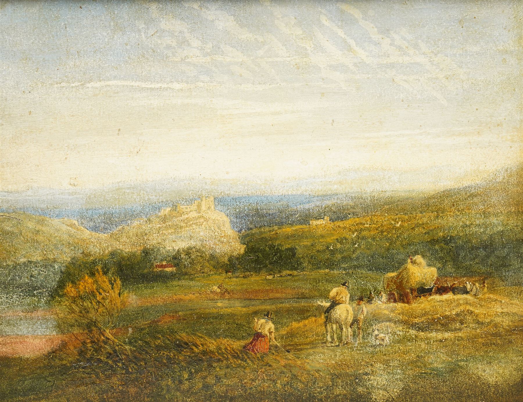 Continental School (19th Century): Haymaking on the Hills, oil on board unsigned 27cm x 35cm