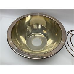 Large silver-plated champagne cooler, by Cassetti Fatto A Mano Italy, of plain circular form, with flat rim, D44.5cm