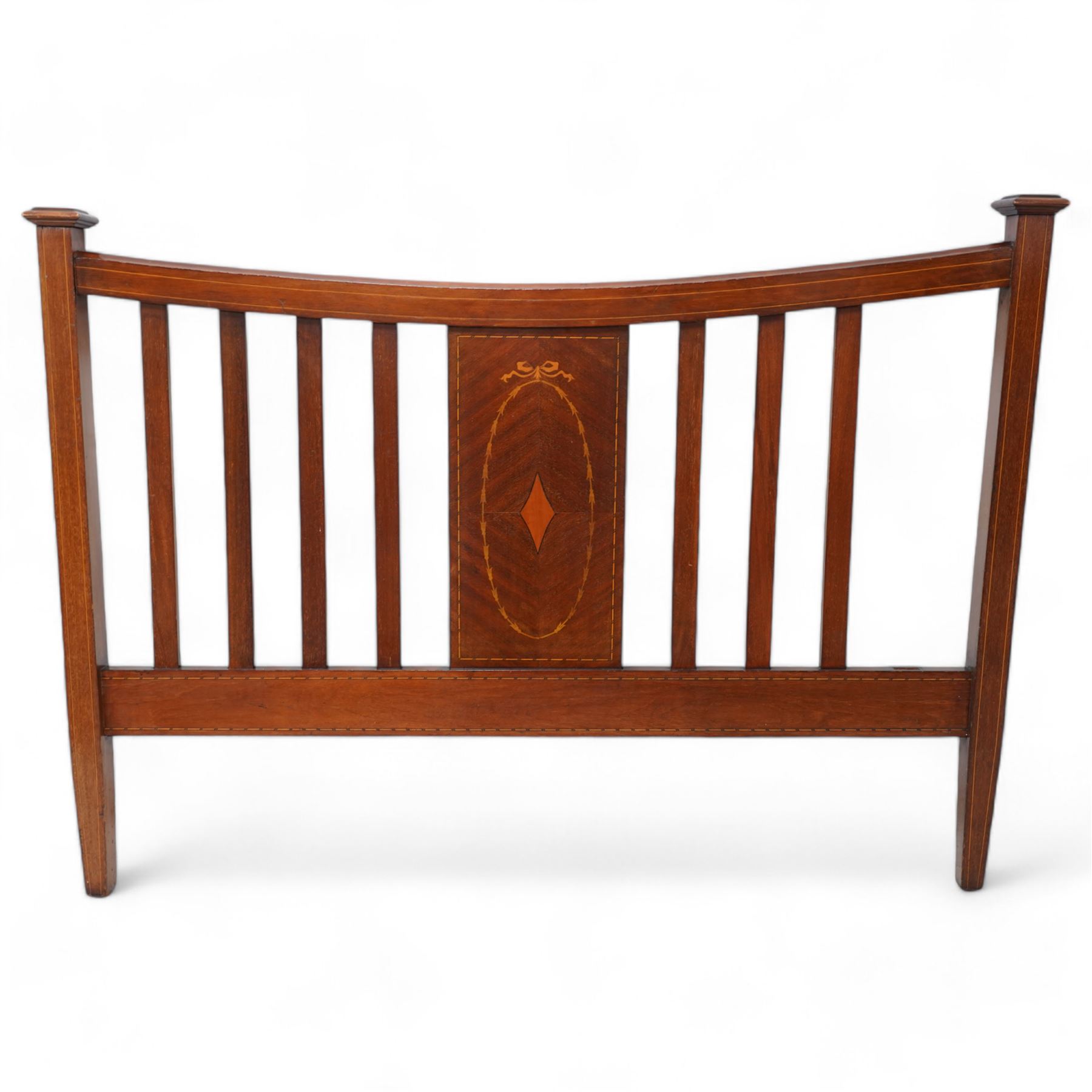 Edwardian inlaid mahogany 4' 6'' double bedstead 