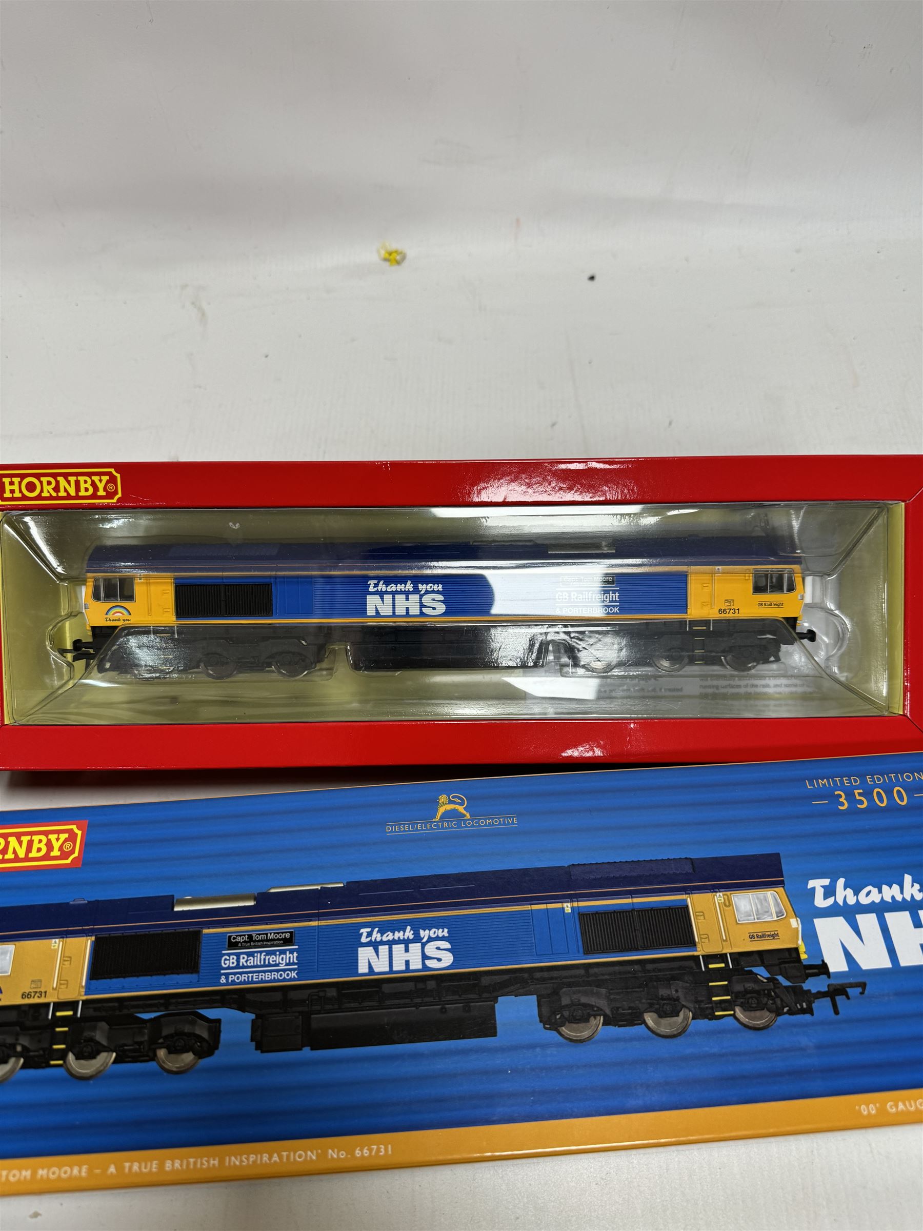 Hornby '00' gauge limited edition R30069 Class 66 diesel locomotive, GBRf Capt Tom Moore A True British Inspiration, no. 66731, boxed