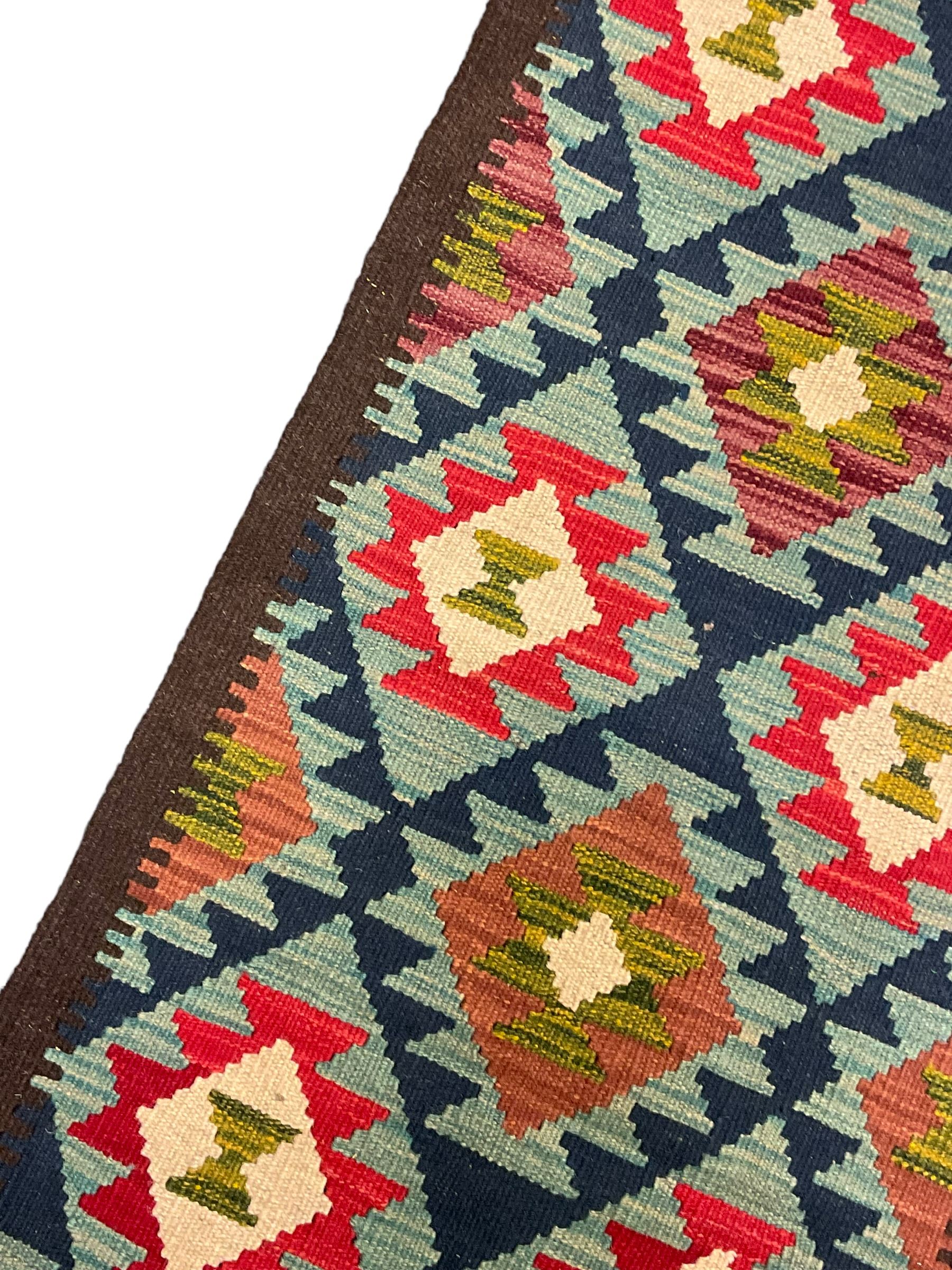 Maimana kilim rug, decorated with stepped lozenges, multi-coloured ground 