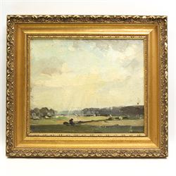 Clive Richard Browne (British 1901-1991): 'The Humber near South Ferriby', oil on board signed, titled verso 23cm x 33cm; together with another similar landscape unsigned 19cm x 23cm (2)