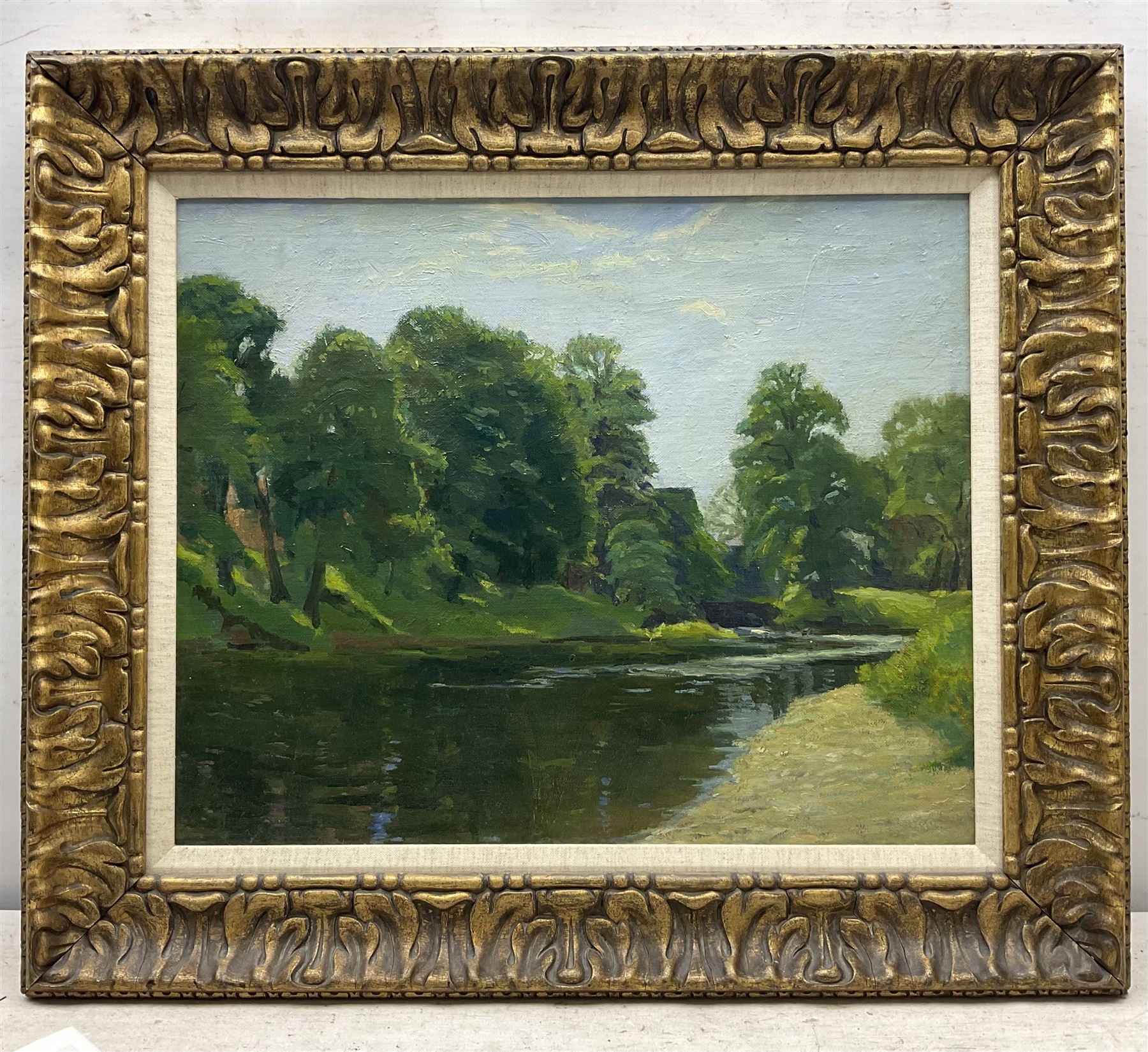 Circle of Owen Bowen (Staithes Group 1873-1967): The Wharfe at Bolton Abbey, oil on canvas board unsigned 38cm x 46cm 