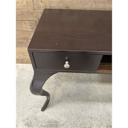 Rosewood finish console dressing table, fitted with two soft-close drawers