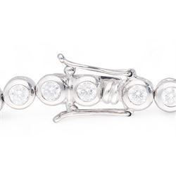 18ct white gold rubover set round brilliant cut diamond bracelet, hallmarked, total diamond weight 2.80 carat