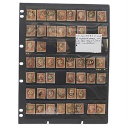 Queen Victoria imperf penny reds, including horizontal pair, various postmarks and a few f...