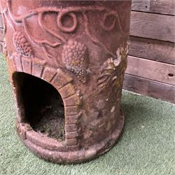 Terracotta garden burner decorated with grape vines - THIS LOT IS TO BE COLLECTED BY APPOINTMENT FROM DUGGLEBY STORAGE, GREAT HILL, EASTFIELD, SCARBOROUGH, YO11 3TX