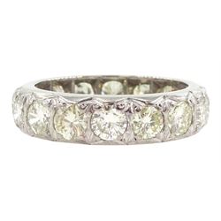 Palladium round brilliant cut diamond full eternity ring, total diamond weight approx 3.00 carat