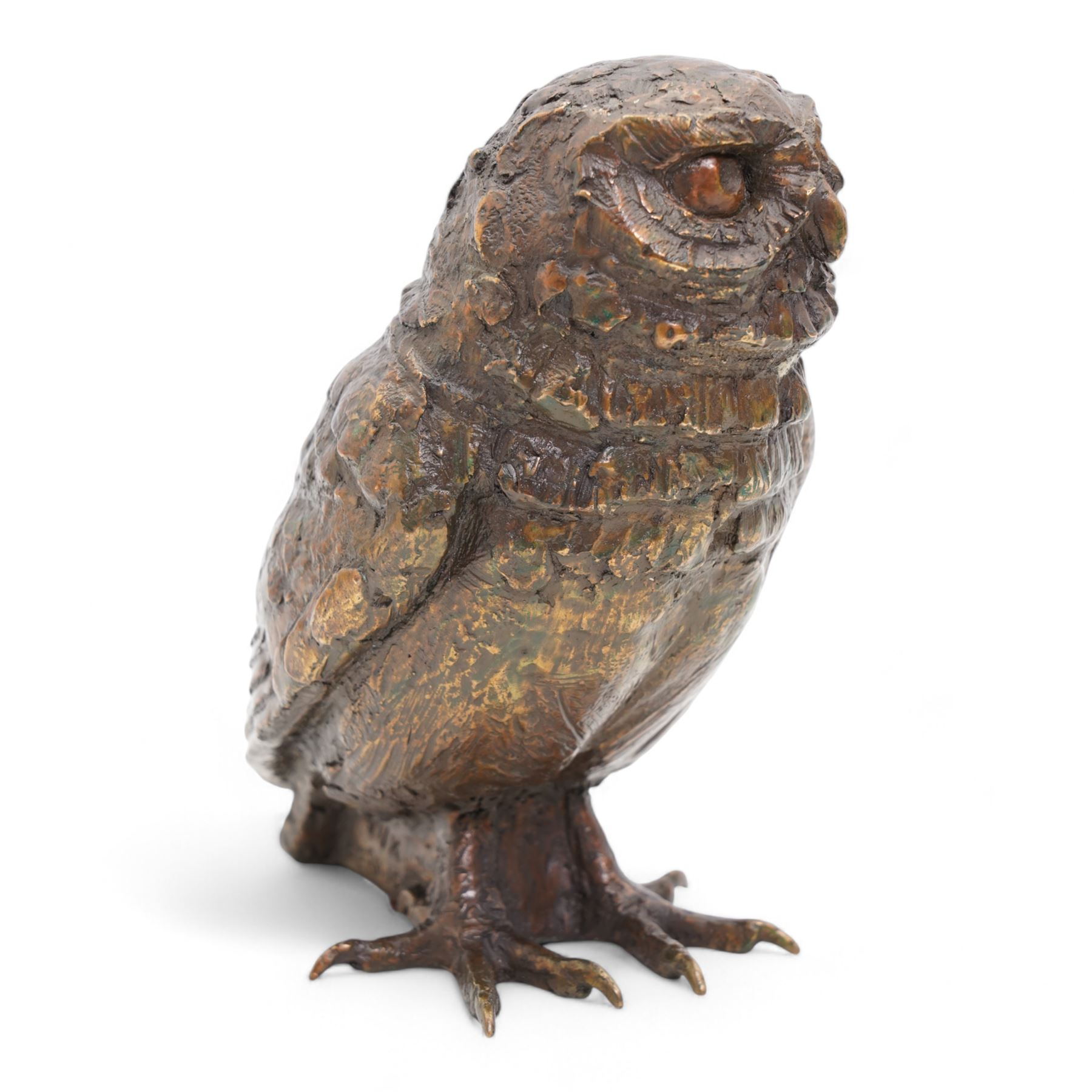 Sally Arnup, FRBS, ARCA, (1930-2015): Little Owl, bronze, signed and numbered VVX, H16.5cm