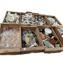 Large collection of ceramics and glassware, including Portmeirion etc, in six boxes 