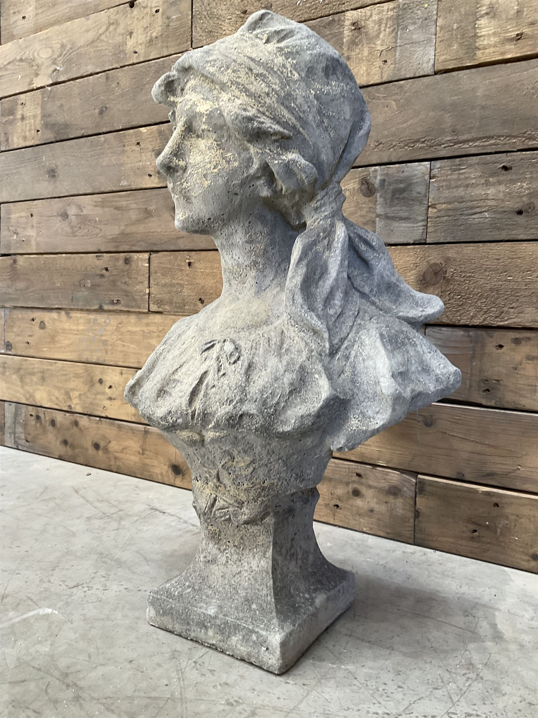 Victorian design cast stone bust depicting Jasmine