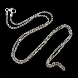 18ct white gold wheat link chain necklace, hallmarked