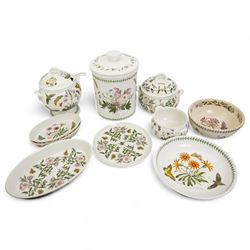 Portmeirion Botanic Garden bread crock, H40cm, soup tureen and ladle, tureen & cover, three oval dishes, serving bowls etc 