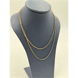 9ct gold box link bracelet and a 9ct gold necklace chain, both hallmarked 