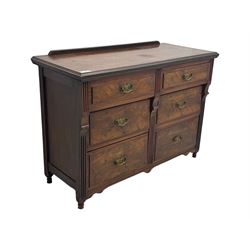 Late Victorian walnut chest, moulded rectangular top over six drawers, fluted uprights 