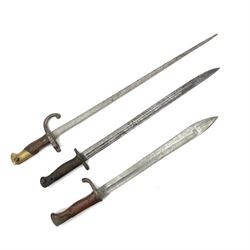 German bayonet, the 36cm blade marked Weyersberg Kirschbaum & Co, together a with French b...