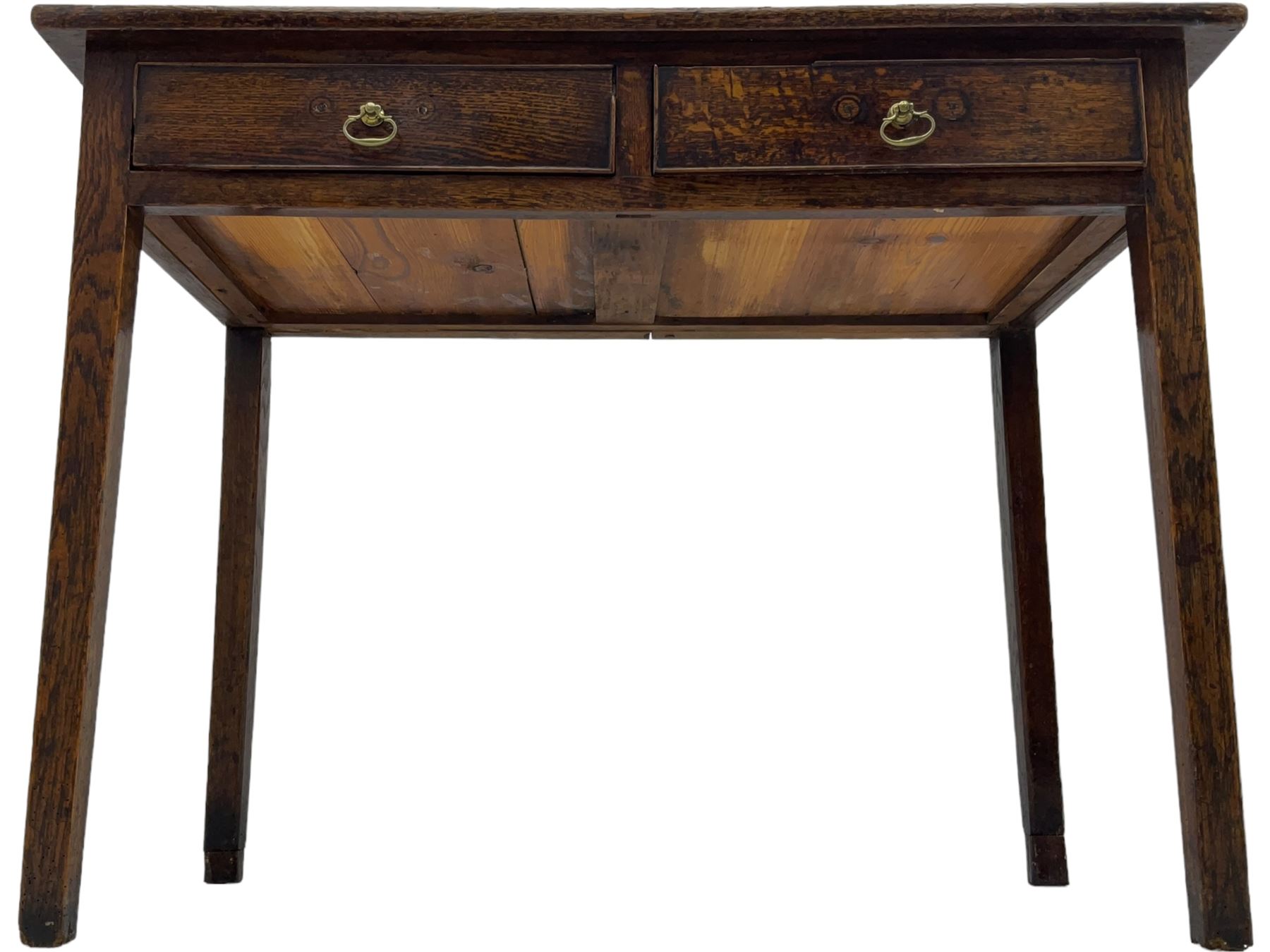 19th century oak side table, rectangular top over two drawers, on square tapering supports 